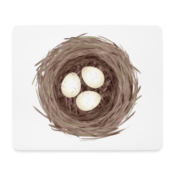 Nid d’oiseau avec trois œufs – illustration naturelle - Tapis de souris (format paysage) - blanc - Devant
