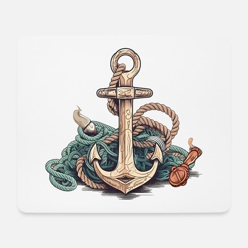 Fantastisches maritimes Abenteuer im Comic-Stil - Mousepad (Querformat) - Weiß