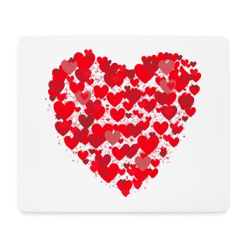 Coeur, coeurs rouges, rouge, amour - Tapis de souris (format paysage) - blanc - Devant