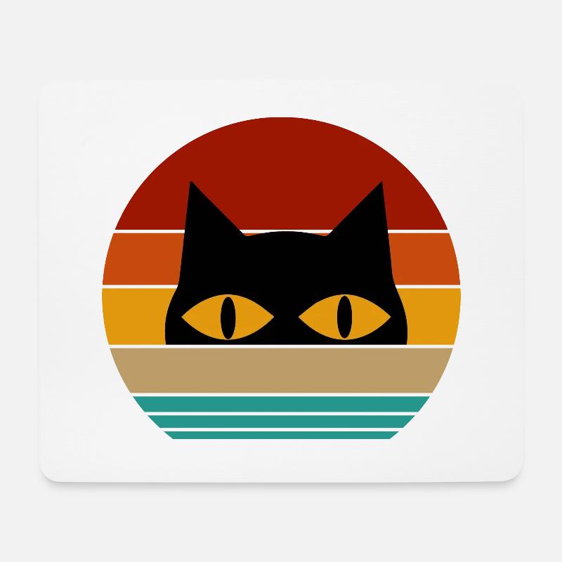retro katze - Mousepad (Querformat) - Weiß