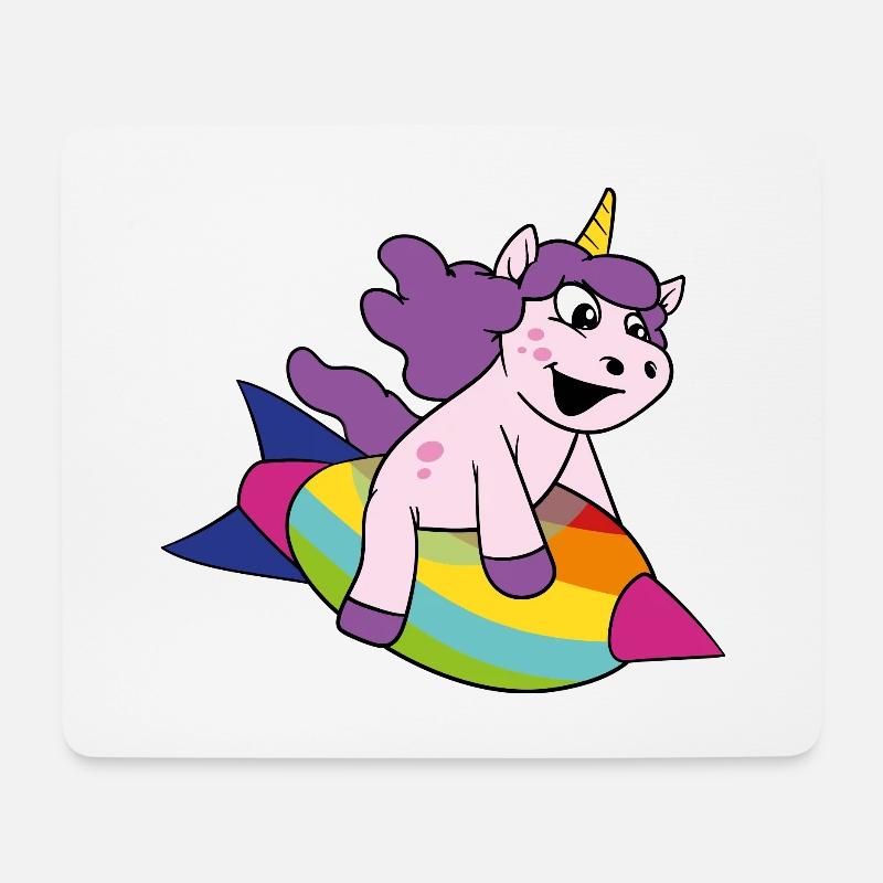 Niedliches Lustiges Cooles Einhorn Einhörner Fabel - Mousepad (Querformat) - Weiß
