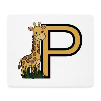 Giraffe neben Großbuchstabe P - Mousepad (Querformat) - Weiß - Vorne