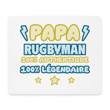 Papa rugbyman,cadeau fête des pères,rugby,Rugby - Tapis de souris (format paysage) - blanc - Devant