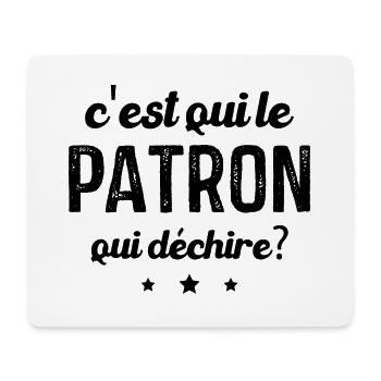 C'est qui le patron qui déchire, Cadeau patron - Tapis de souris (format paysage) - blanc - Devant