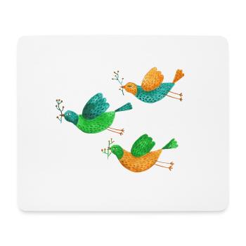 Trois oiseaux - Tapis de souris (format paysage) - blanc - Devant