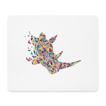 Rhino géométrique, origami, coloré - Tapis de souris (format paysage) - blanc - Devant