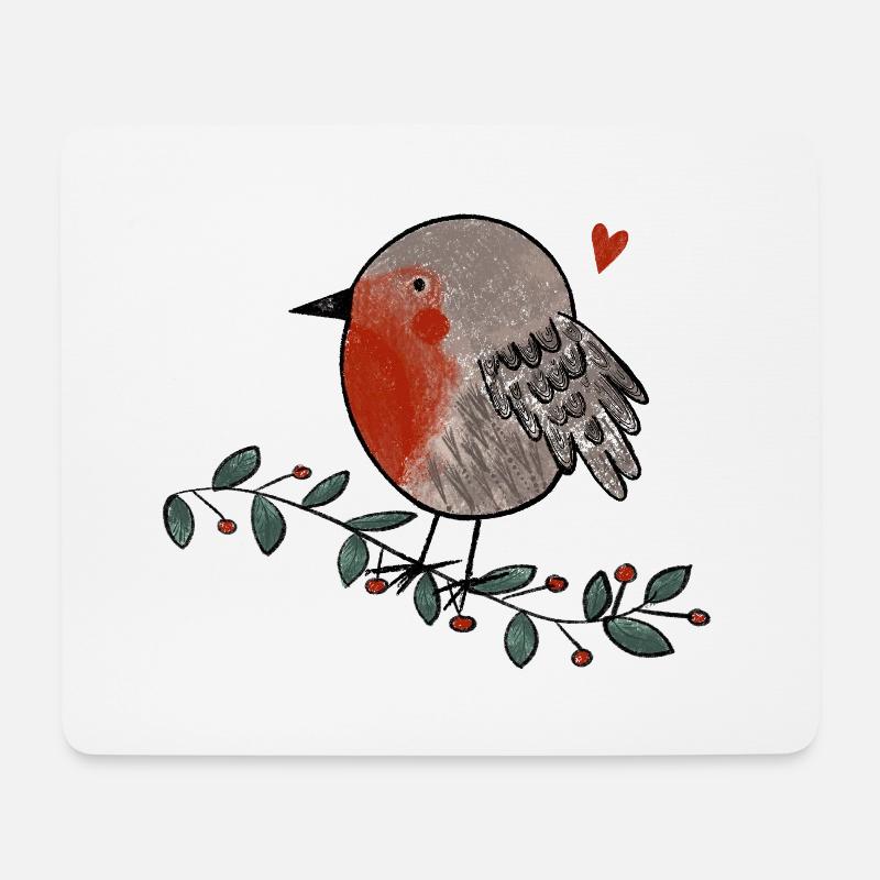 Rotkehlchen Liebe - Mousepad (Querformat) - Weiß
