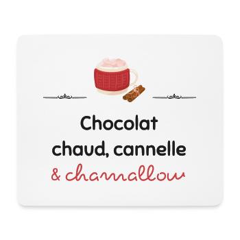 Chocolat chaud, cannelle & chamallow | Cadeau - Tapis de souris (format paysage) - blanc - Devant