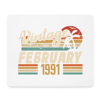 Millésime Né Février 1991 Cadeau 39e Anniversaire - Tapis de souris (format paysage) - blanc - Devant