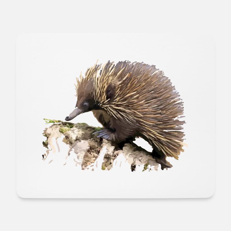 Igel in Aquarell auf Fels - Mousepad (Querformat) - Weiß