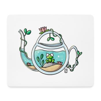 Grenouille de jardin en théière - Tapis de souris (format paysage) - blanc - Devant