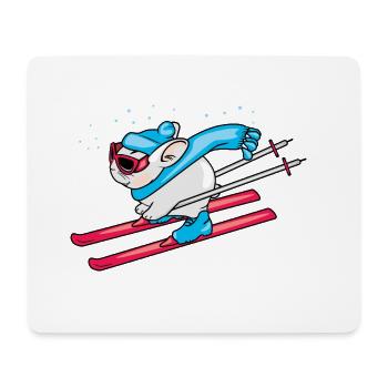 Funny rabbit on skis - Mouse Pad (horizontal) - white - Front