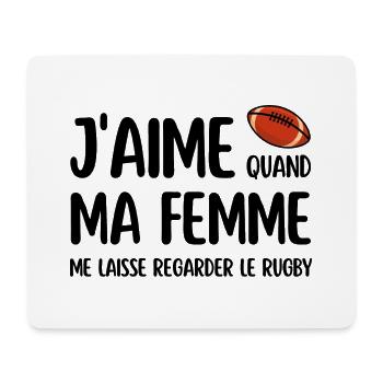 J'aime quand ma femme me laisse regarder le rugby - Tapis de souris (format paysage) - blanc - Devant