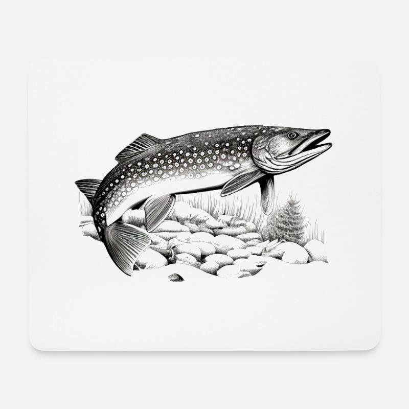 Hecht - Mousepad (Querformat) - Weiß