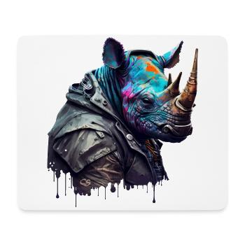 CS Rhino, animal de la collection Cyber Squad - Tapis de souris (format paysage) - blanc - Devant