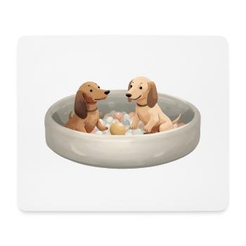 Zwei Dackel im Bällebad Pastell Design - Mousepad (Querformat) - Weiß - Vorne