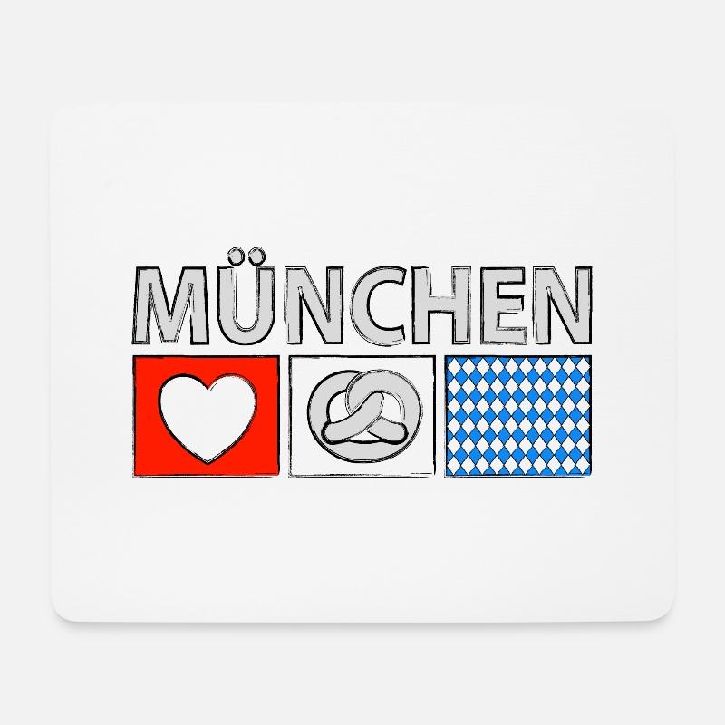 München mit Herz - Mousepad (Querformat) - Weiß