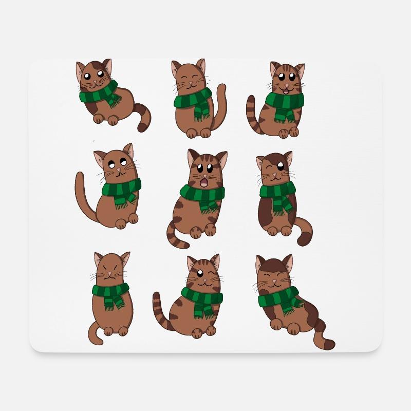 Katzen mit Schal - Mousepad (Querformat) - Weiß