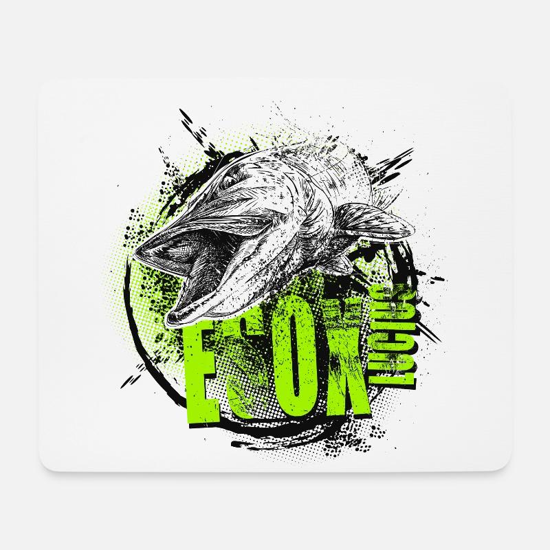 Hecht – Esox lucius - Mousepad (Querformat) - Weiß