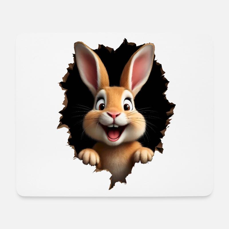 Süßer Hase guckt durch Loch - Osterhase - Mousepad (Querformat) - Weiß