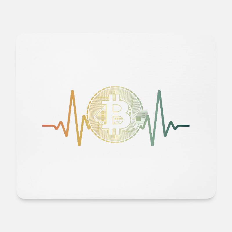 Herzschlag Bitcoin Geschenkidee - Mousepad (Querformat) - Weiß