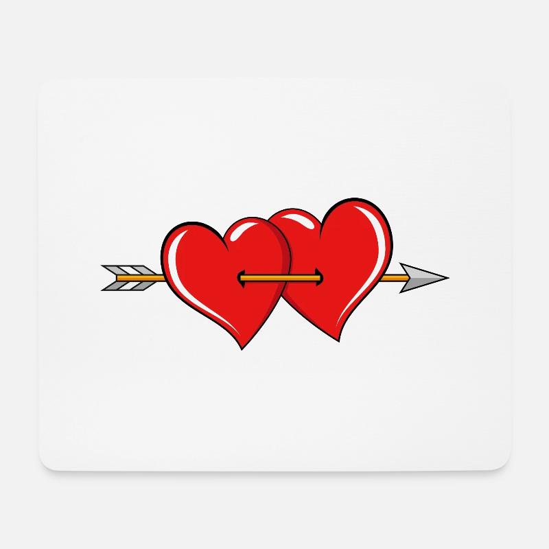 Zwei Herzen mit Pfeil - Mousepad (Querformat) - Weiß