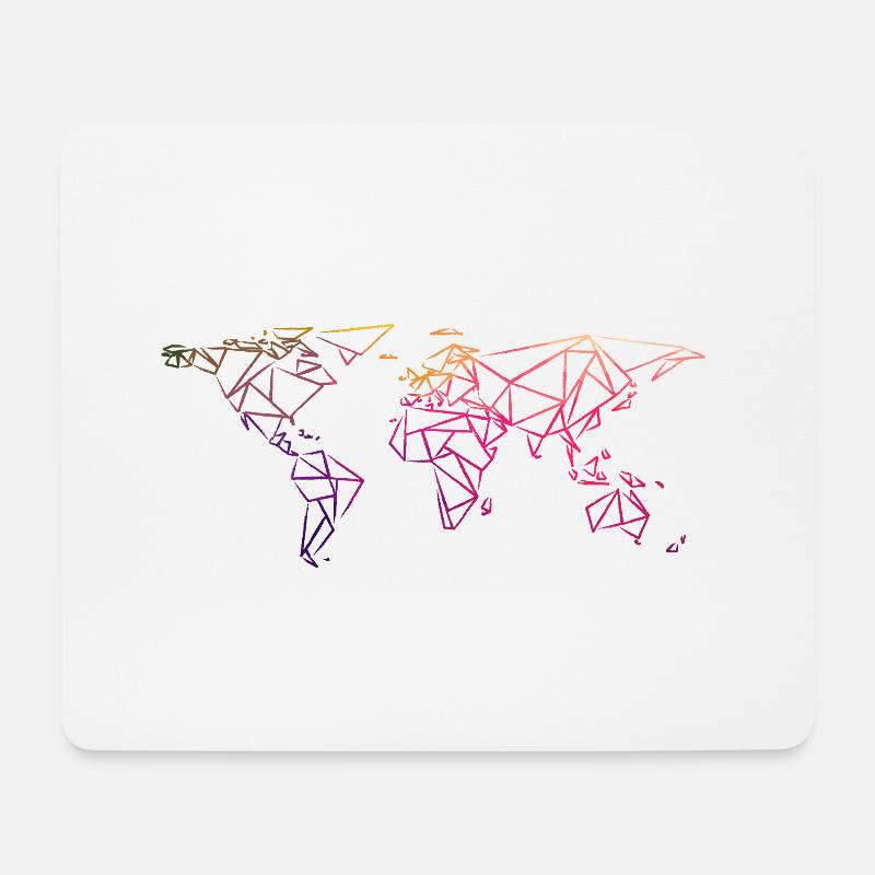 Weltkarte Geometrisch bunt Regenbogen - Mousepad (Querformat) - Weiß