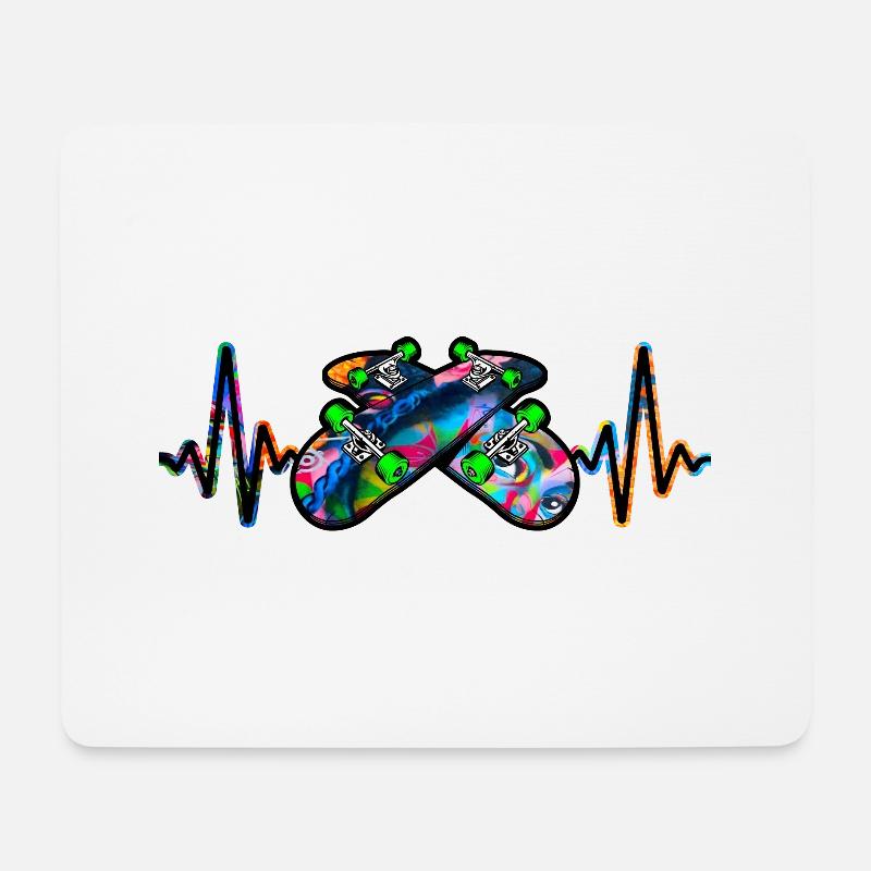 Herzschlag Skater Skateboard Skaten - Mousepad (Querformat) - Weiß