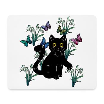 Cat Cats Kids Nature Spring Flowers Fantasy - Mouse Pad (horizontal) - white - Front
