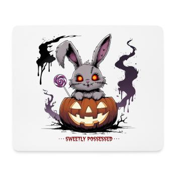 Obsessively sweet – creepy bunny in the pumpkin - Mouse Pad (horizontal) - white - Front