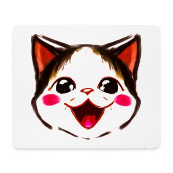 Cute kitten kawaii anime face - Mouse Pad (horizontal) - white - Front