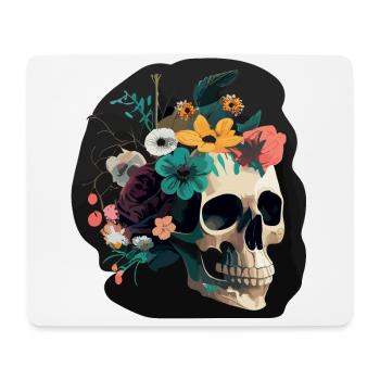 Human Skull & Flowers 8 - Mouse Pad (horizontal) - white - Front