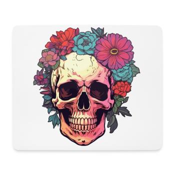 Human Skull & Flowers 3 - Mouse Pad (horizontal) - white - Front