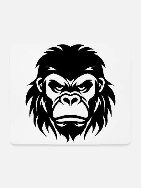 Gorilla Kopf - Mousepad (Querformat) - Weiß