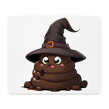 Drôle de tas de caca d’Halloween avec chapeau de sorcière. - Tapis de souris (format paysage) - blanc - Devant