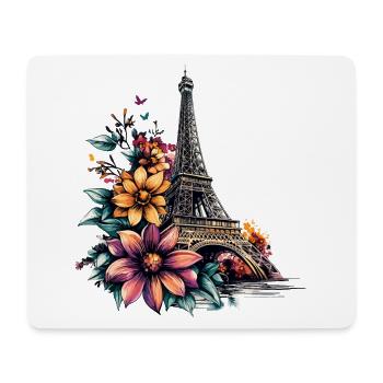 Paris Eiffelturm Frankreich Stadt Skyline Blumen - Mousepad (Querformat) - Weiß - Vorne