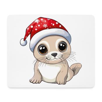 Robbe Weihnachten Süß Niedlich Xmas Weihnachtlich - Mousepad (Querformat) - Weiß - Vorne