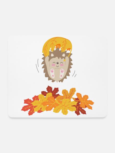 Zarter Igel mit Blatt - Mousepad (Querformat) - Weiß