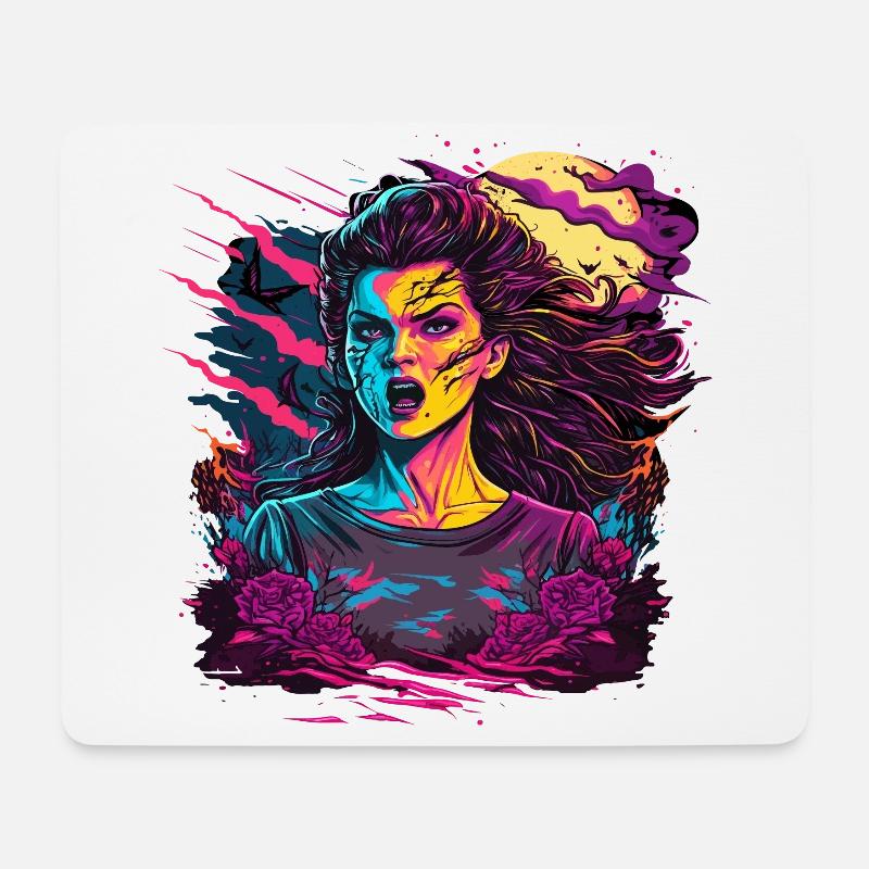 Dunkles Zombie-Mädchen - Mousepad (Querformat) - Weiß