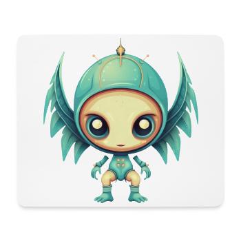 alien Engel Flügel Cyborg - Futuristisches Design - Mousepad (Querformat) - Weiß - Vorne