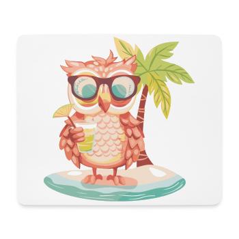 Owl Summer Beach Vacation - Mouse Pad (horizontal) - white - Front