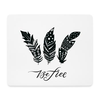 Be Free Federn - Mousepad (Querformat) - Weiß - Vorne