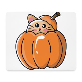 Katze im Kürbis für Halloween - Mousepad (Querformat) - Weiß - Vorne