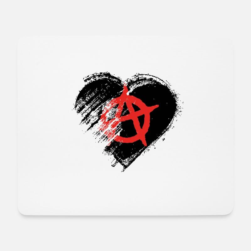 Grungy ich liebe Anarchie-Herz-Flagge - Mousepad (Querformat) - Weiß