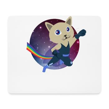 Süße Katze Superheld Weltall Schweben Mieze - Mousepad (Querformat) - Weiß - Vorne