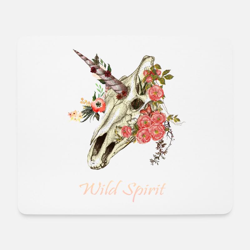Einhorn Schädel Blumen - Mouse Pad (horizontal) - white
