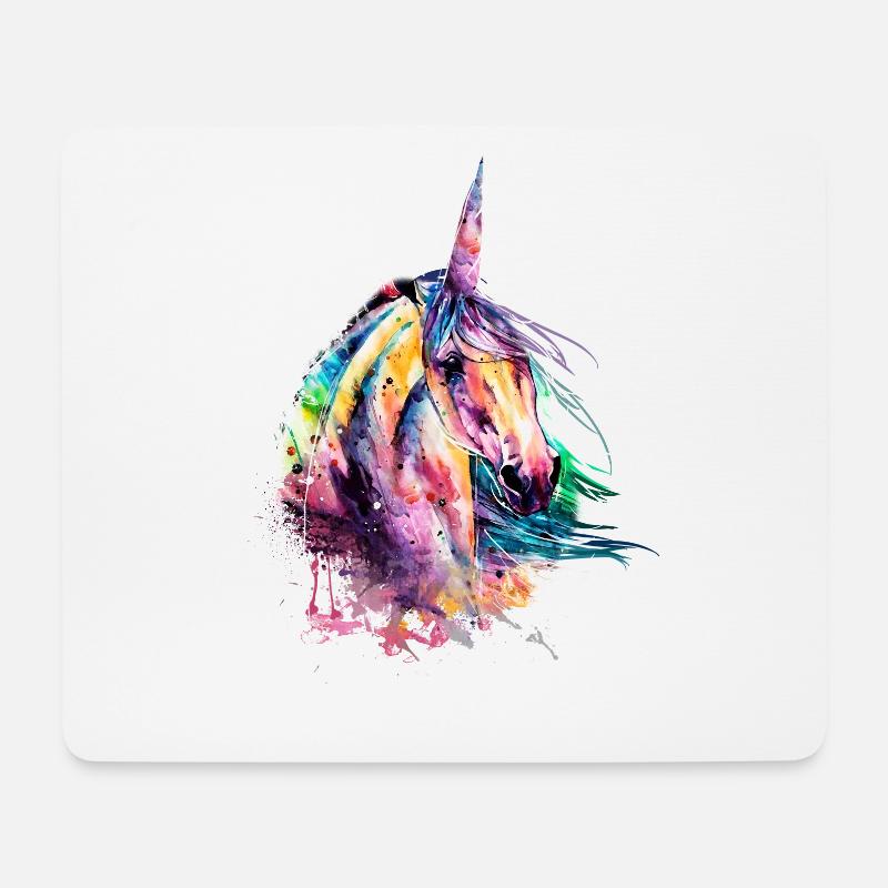 Einhorn Wasserfarben bunt - Mousepad (Querformat) - Weiß