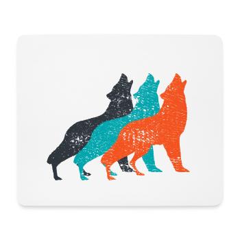 Heulende Wölfe Silhouette Wolfsrudel Used Geschenk - Mousepad (Querformat) - Weiß - Vorne