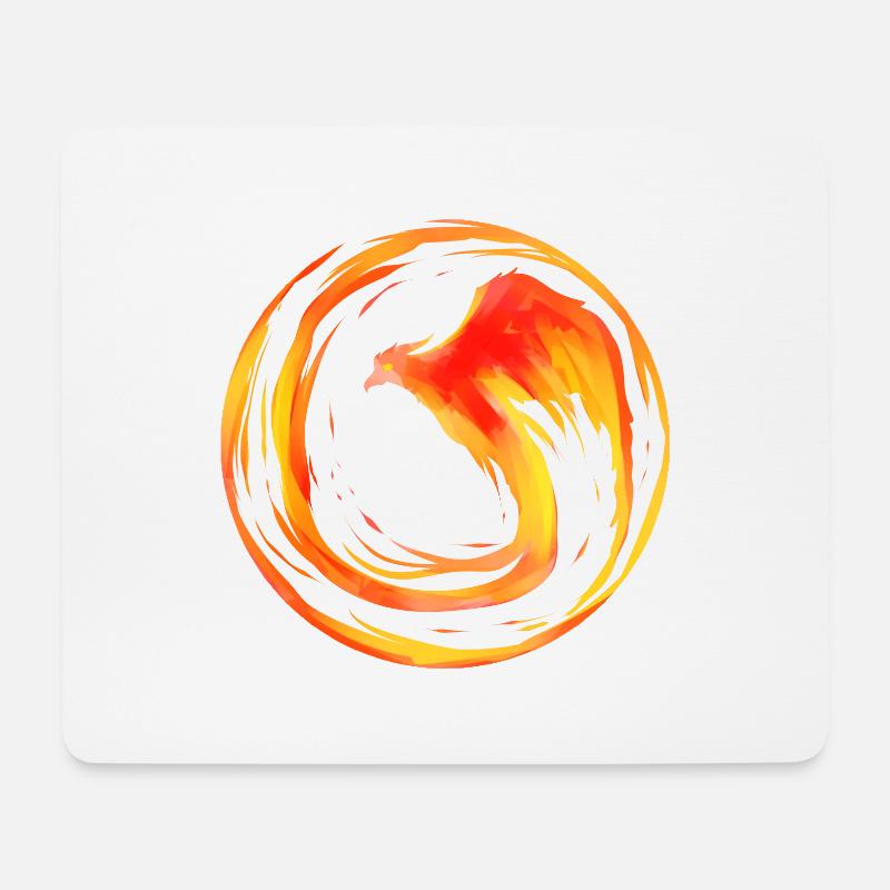 FIRE CIRCLE - Brennender Phoenix Feuer Kreis - Mousepad (Querformat) - Weiß