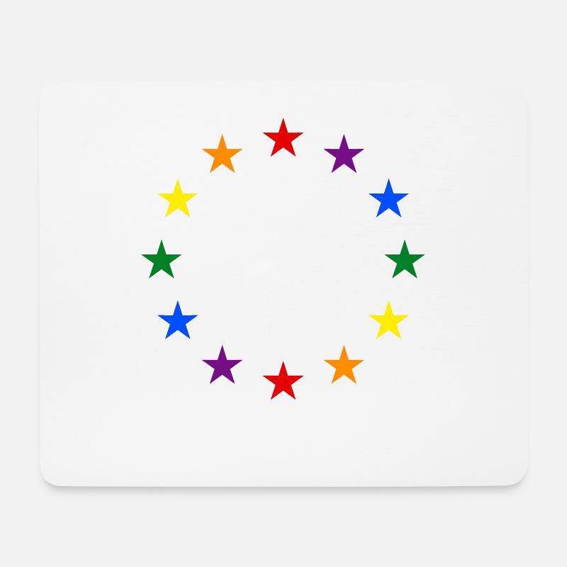EU Sterne in Regenbogenfarben - Europa LGBT Euro - Mousepad (Querformat) - Weiß